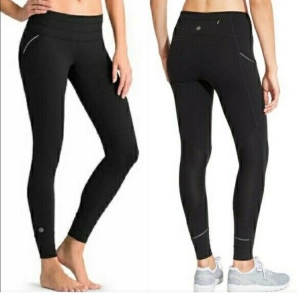 Athleta relay tight reflective lines black leggings
